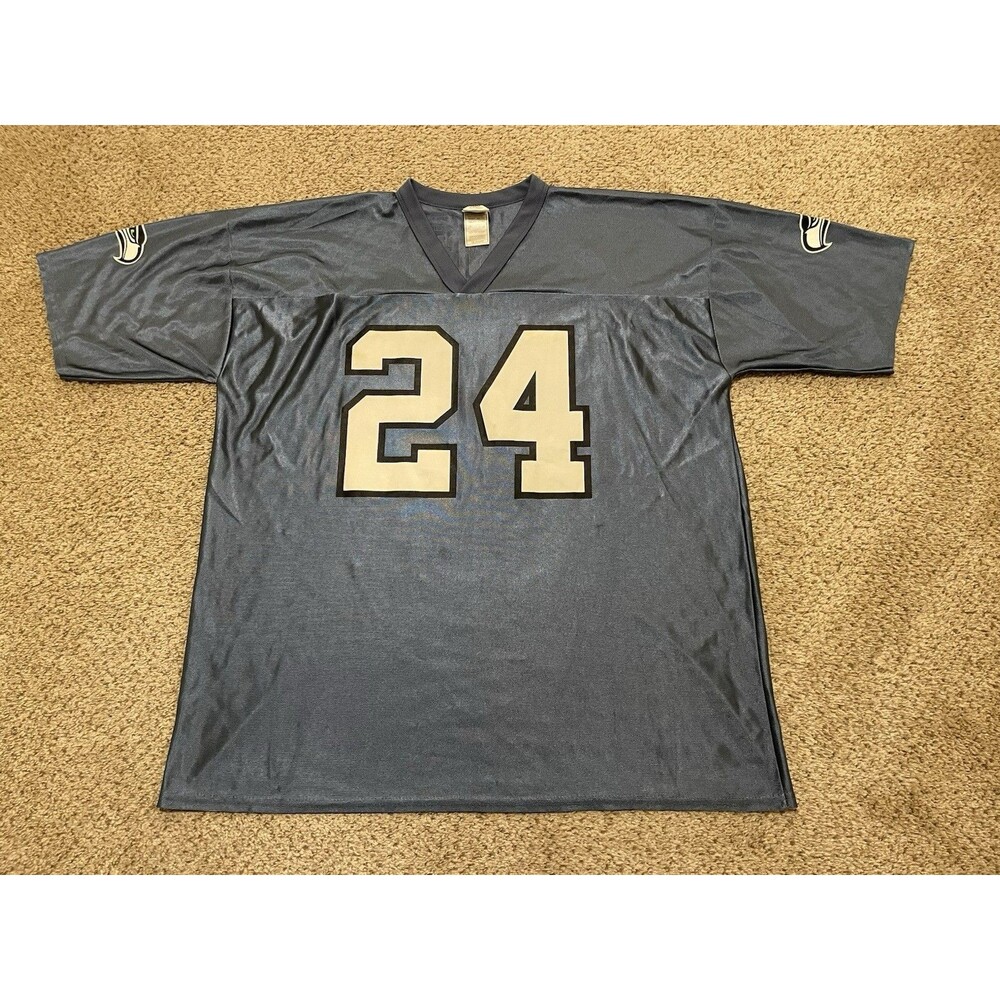 RARE Vintage Y2K Seattle Seahawks Marshawn Lynch Jersey 2XL BLUE